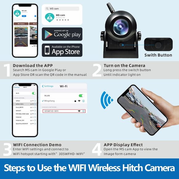 720P WiFi Bakcup Camera-Wireless Magnetic Reversing Camera with Rechargeable Bat - Picture 8 of 8